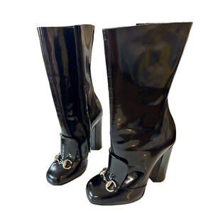 NWT BLACK GUCCI HORSEBIT LEATHER BOOTS